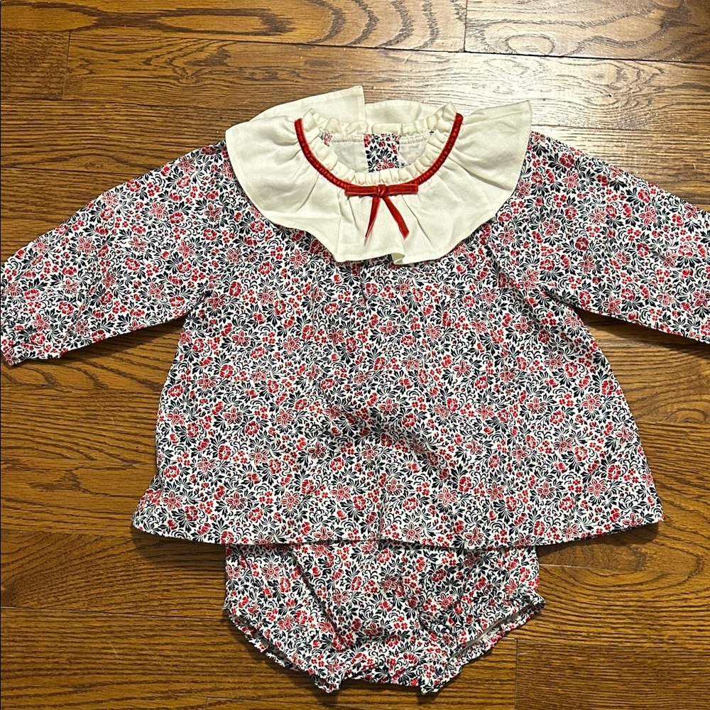 Janie and Jack Floral Baby Outfit with Ruffled Collar